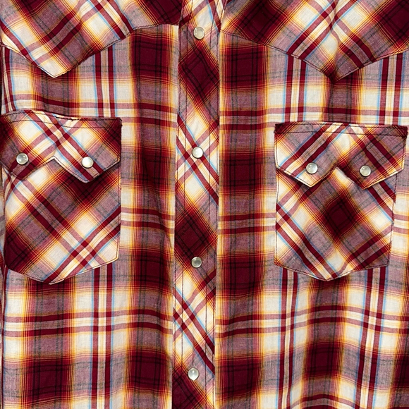Men's Wrangler Western Fashion Pearl Snap Shirt 3XL Red Plaid Vintage - Picture 8 of 11